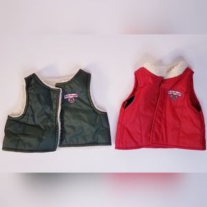 2 Vintage 1985 Teddy Ruxpin Bear Adventure Outfit Green Jacket Vest & Red Vest